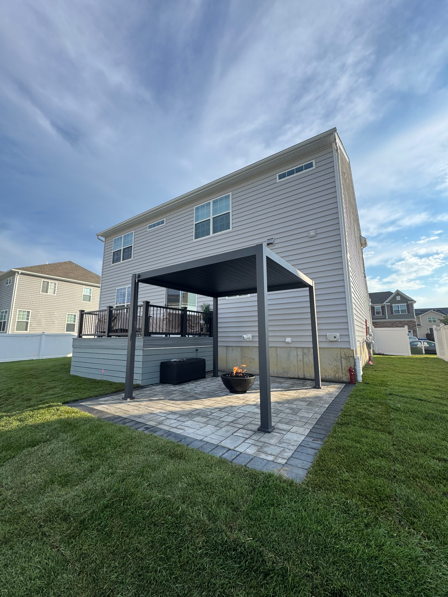 Paver patio, pergola & deck build after