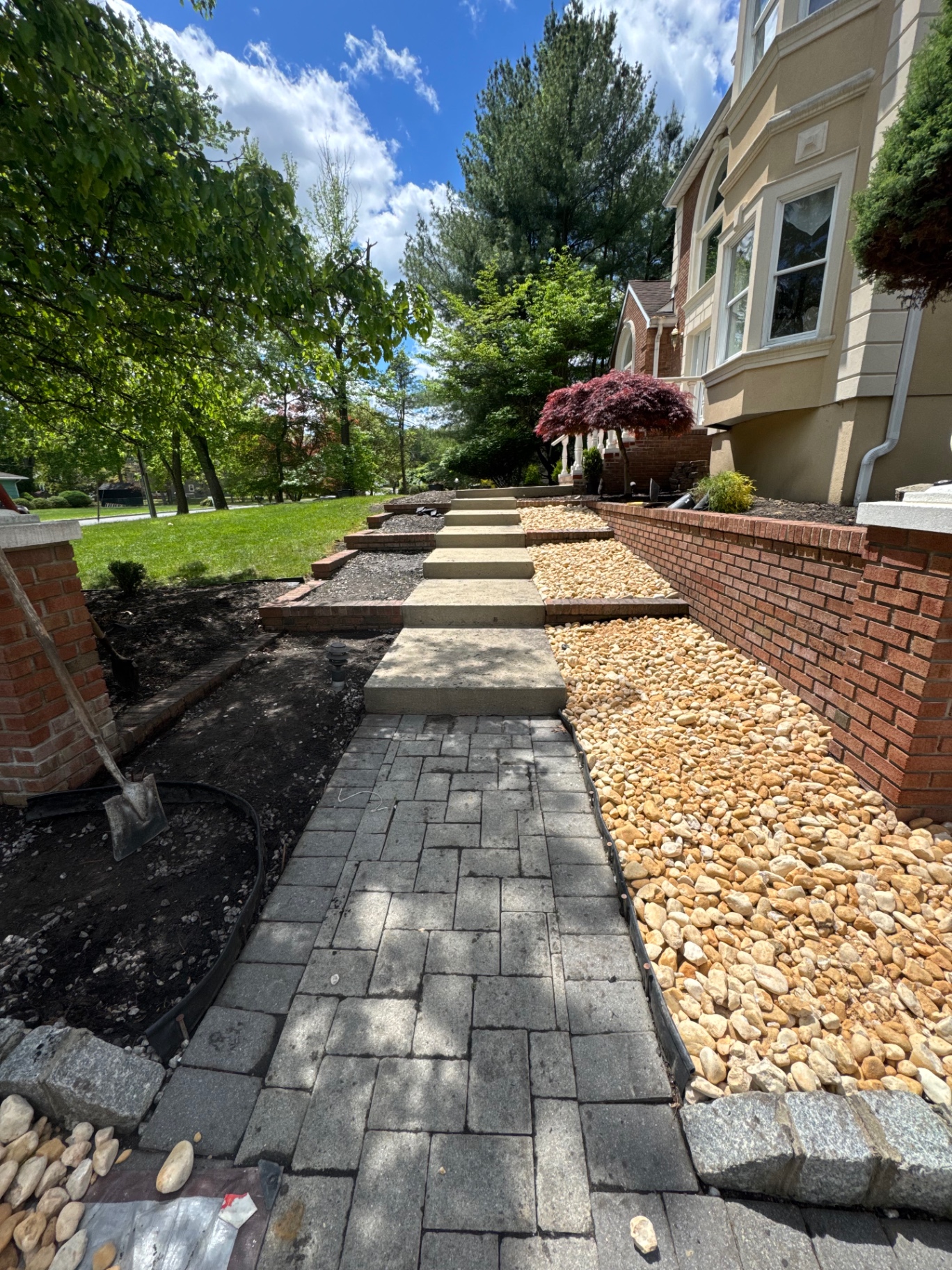 Stone side walkway